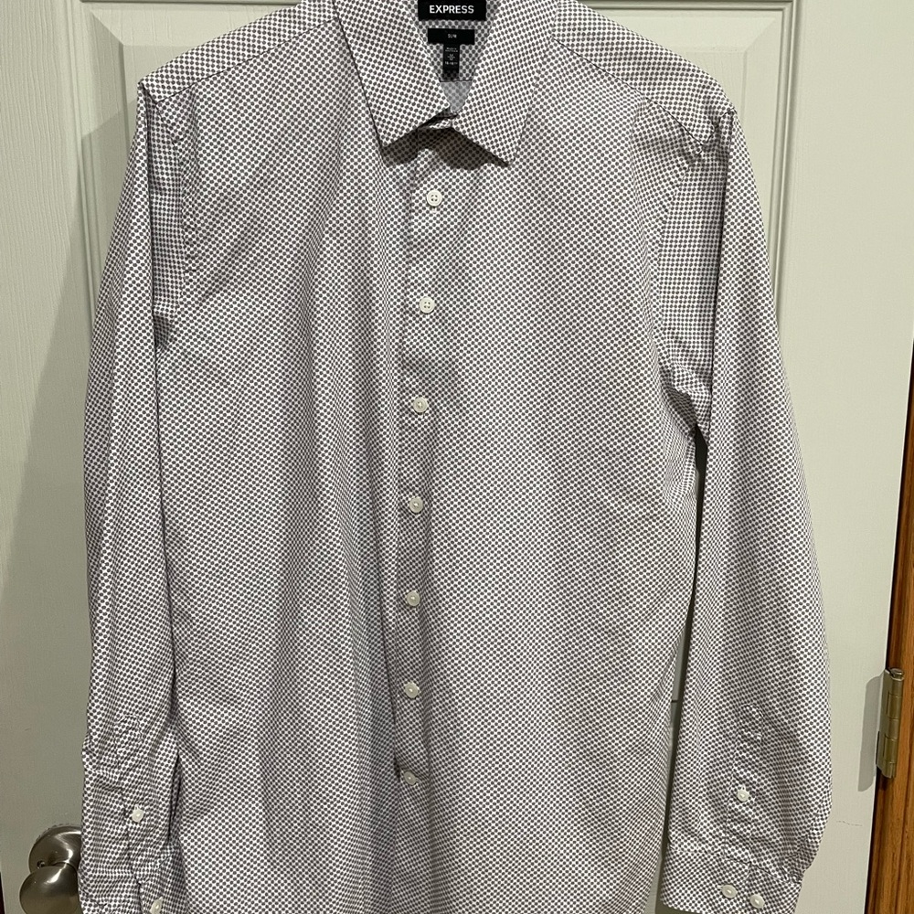 Express Men's White Patterned Shirt